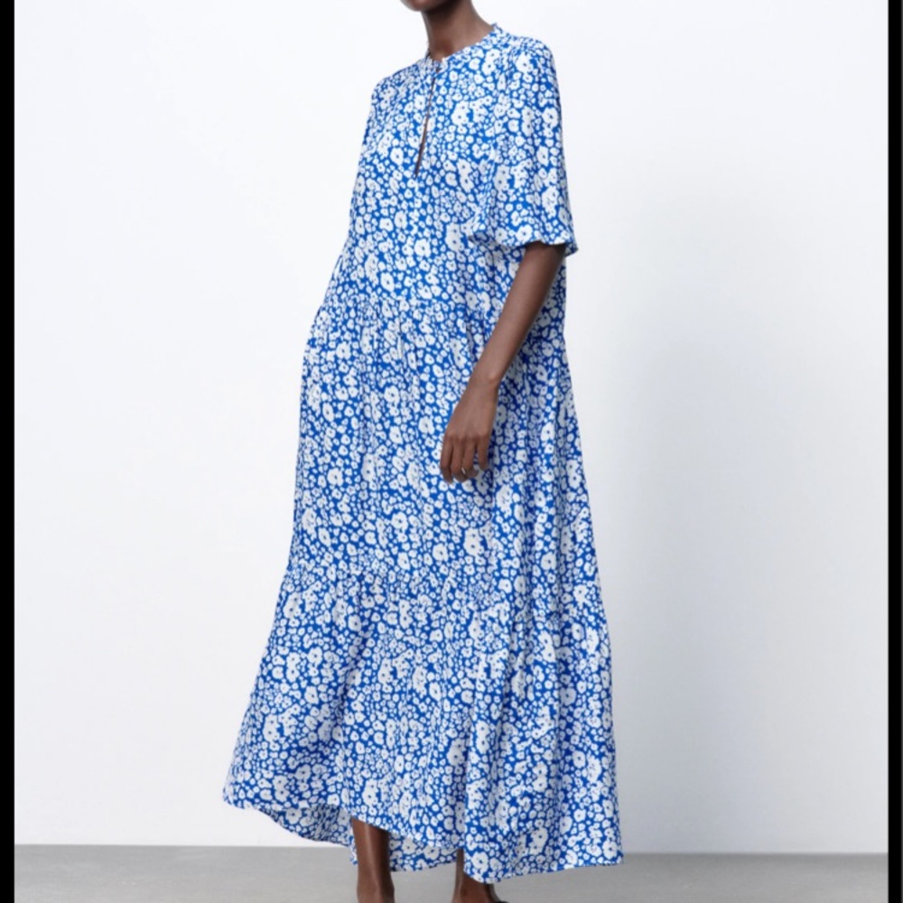 Blue and White Zara floral dress